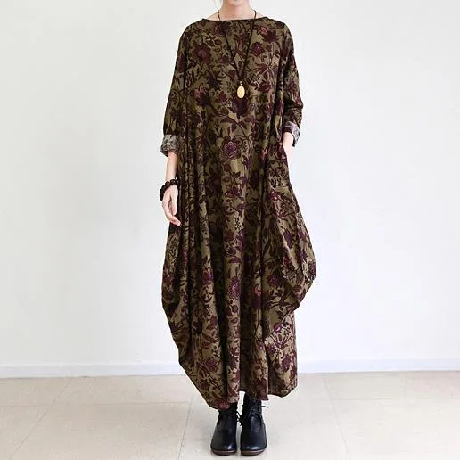 Fall Brown Baggy Long Sleeve Linen Dresses Long Cotton Maxi Dress Oversized Cotton Clothing Classic A-Line Maxi Dress Fall Brown Baggy Long Sleeve Linen Dresses Long Cotton Maxi Dress Oversized Cotton Clothing Classic A-Line Maxi Dress