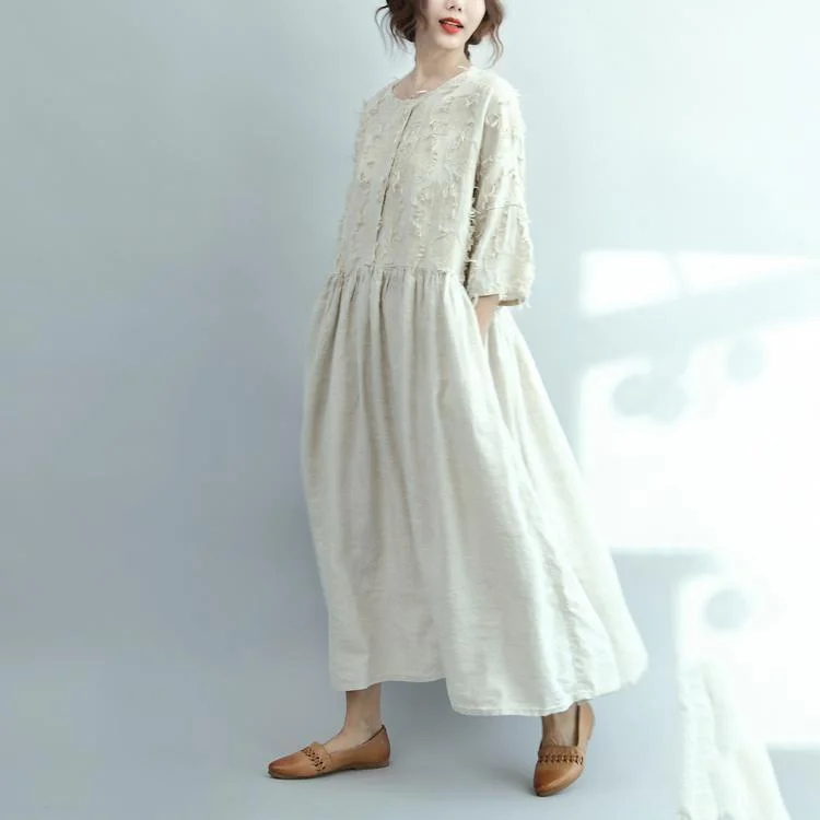 White Linen Dresses Oversize Casual Long Linen Maxi Dress Traveling Dresses Fashionable Sleeveless Maxi Dress