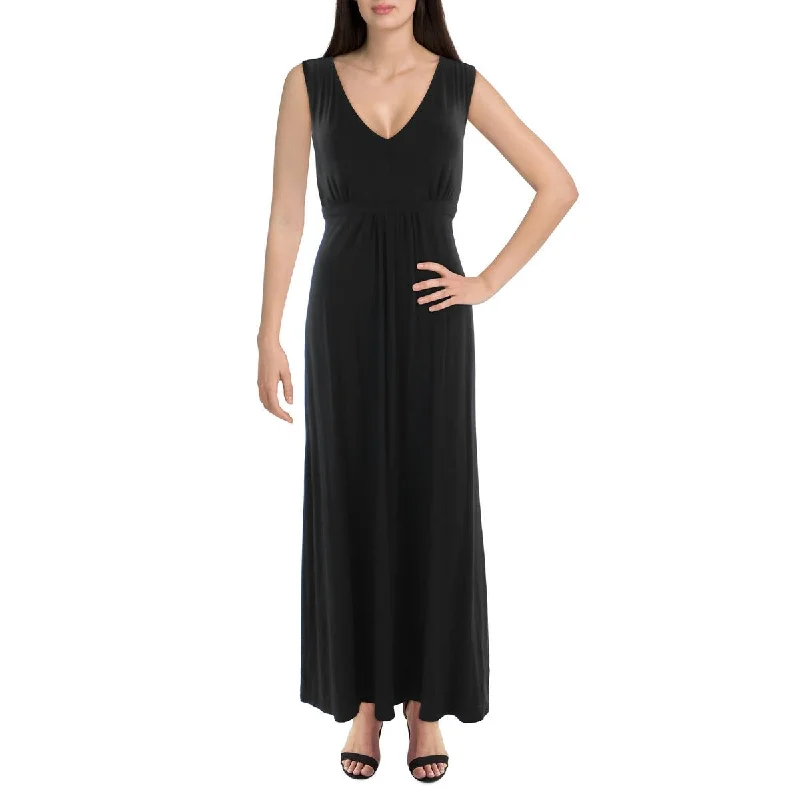 24seven Comfort Apparel Womens Knit Sleeveless Maxi Dress Stylish Empire Waist Maxi Dress