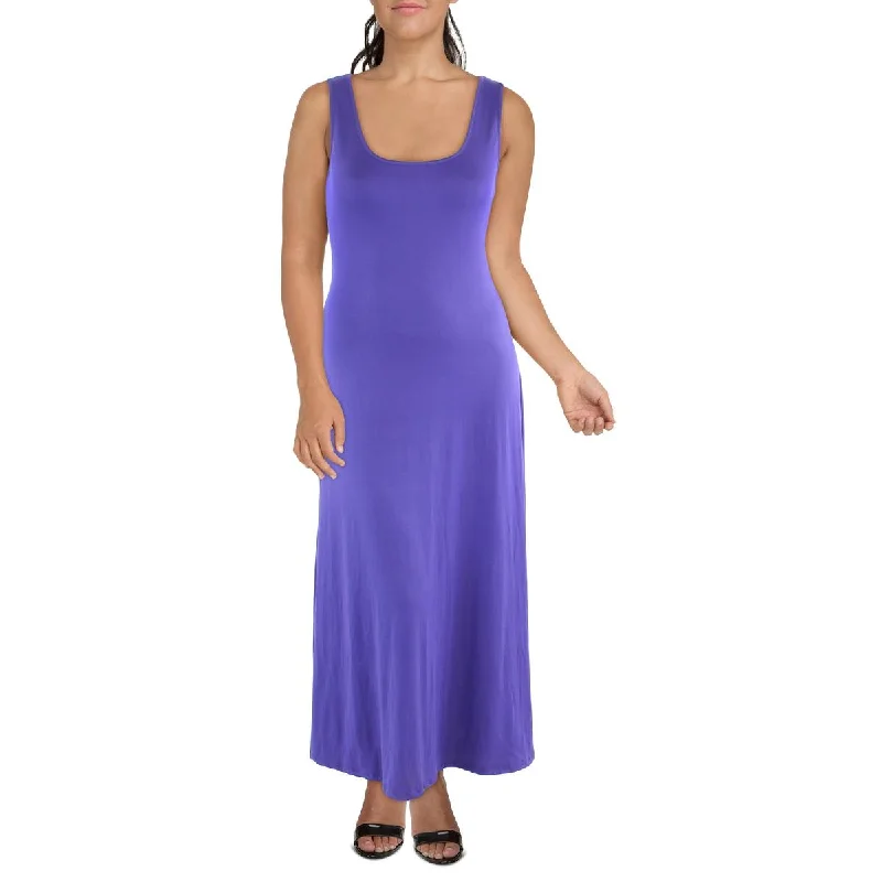 24seven Comfort Apparel Womens Plus Knit Sleeveless Maxi Dress Stylish Long Sleeve Maxi Dress