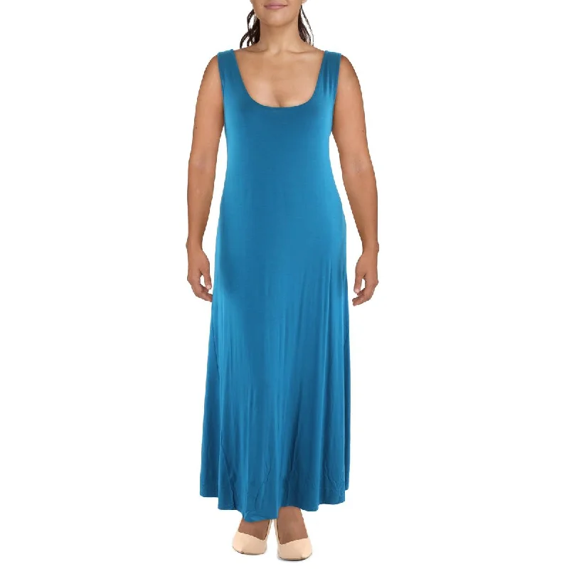 24seven Comfort Apparel Womens Plus Sleeveless Long Maxi Dress Cozy Maxi Dress with Slit