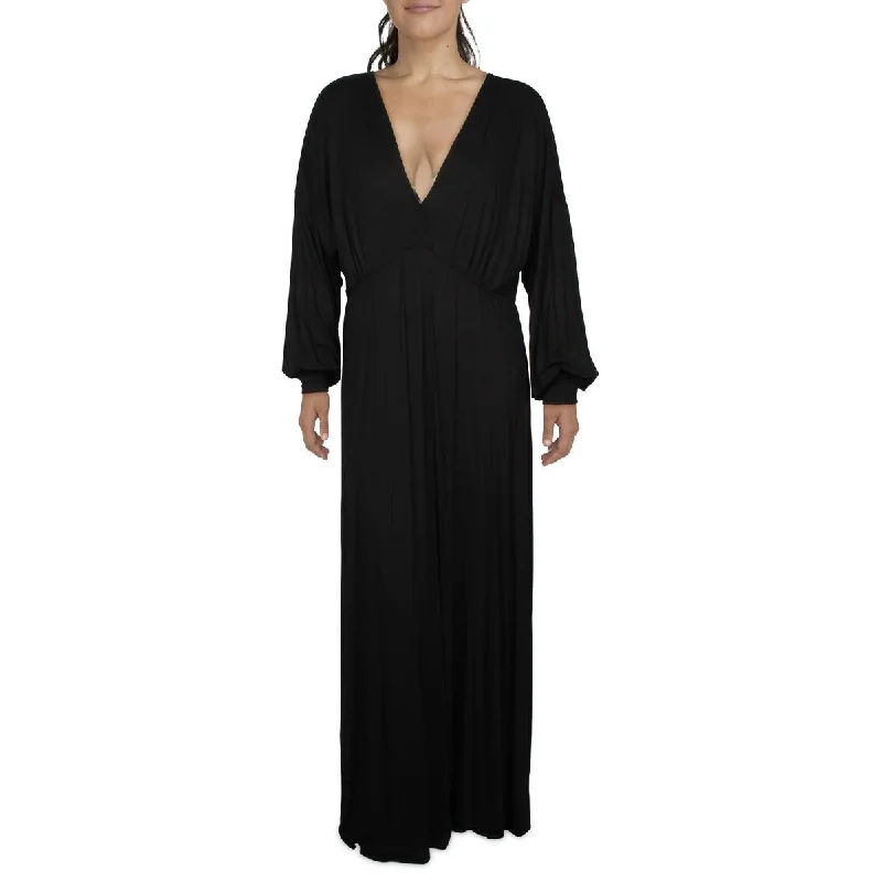 24seven Comfort Apparel Womens Plus Surplice Knit Maxi Dress Comfortable Maxi Dress with Belt