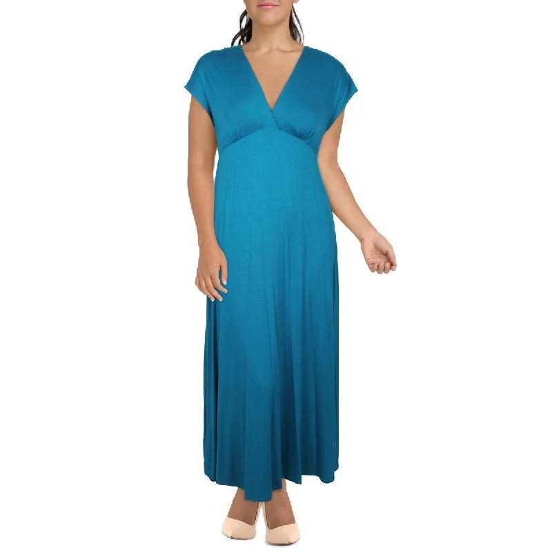 24seven Comfort Apparel Womens Poncho Sleeve Long Maxi Dress Cozy Ribbed Maxi Dress