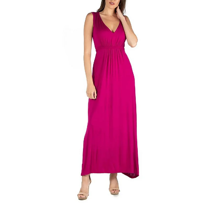 24seven Comfort Apparel Womens Scoop Neck Long Maxi Dress Classic A-Line Maxi Dress