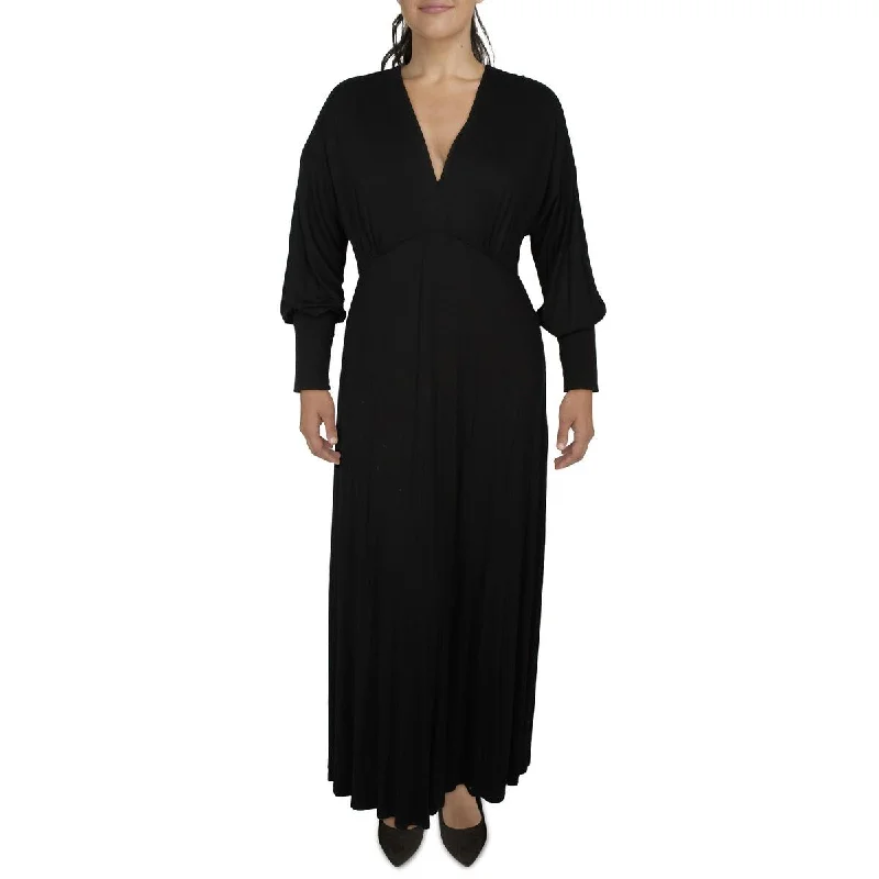 24seven Comfort Apparel Womens Surplice Long Maxi Dress Cozy Knitted Maxi Dress