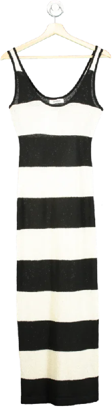 4th + Reckless Black and White Striped Maxi Dress UK 6 Comfortable Maxi Dress with Sleeves