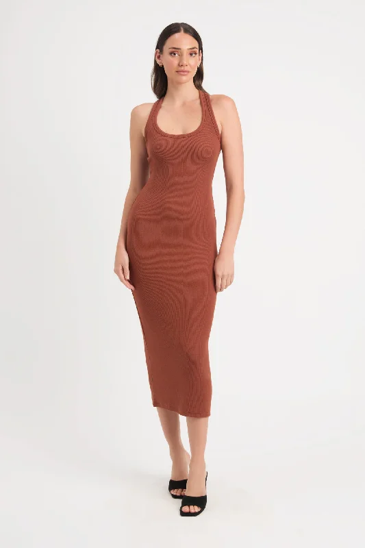 Abbie Midi Dress Trendy Fit-and-Flare Midi Dress