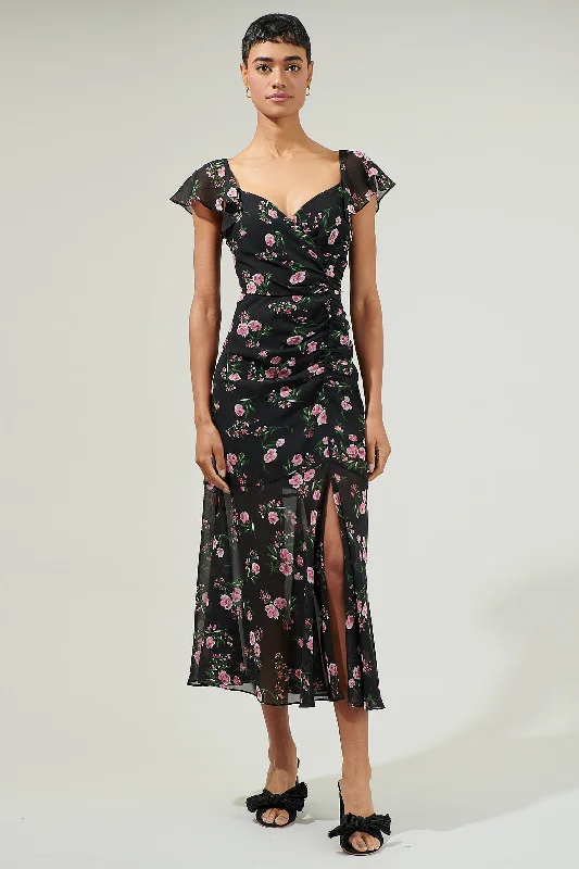 Albany Floral Nadia Ruched Midi Dress Fashionable Fitted Midi Dress