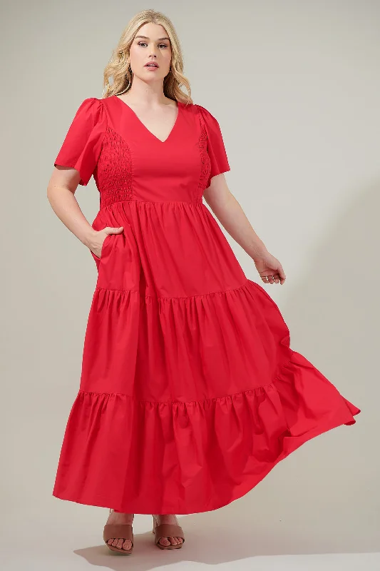 Alexis Poplin Tiered Midi Dress Curve Trendy Floral Wrap Midi Dress