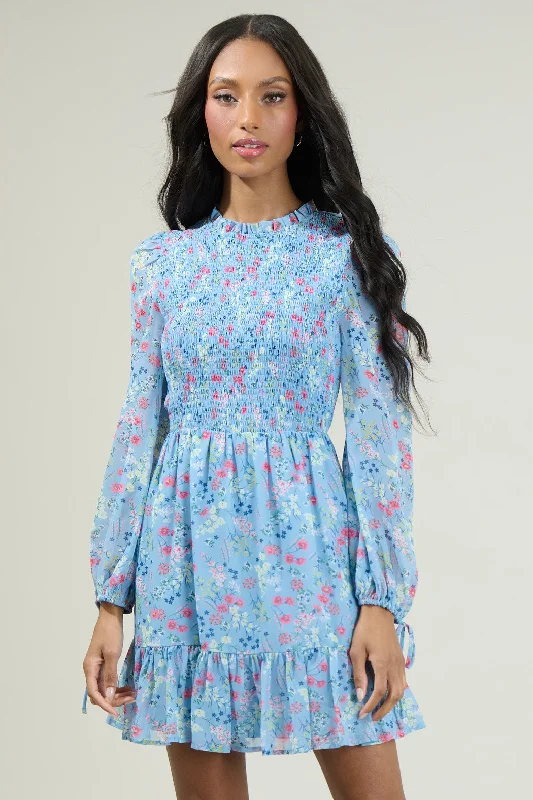 Alicia Floral Smocked Mini Dress Casual High-Waist Mini Dress