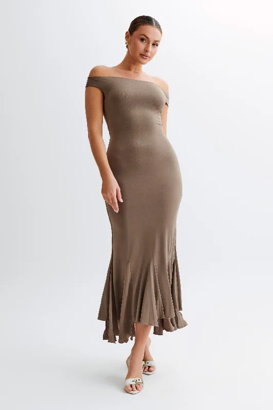 Analina Slinky Handkerchief Midi Dress - Coco Comfortable Short Sleeve Midi Dress