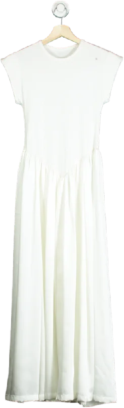 Ancosti White Cap Sleeve Maxi Dress UK M Cozy Knitted Maxi Dress