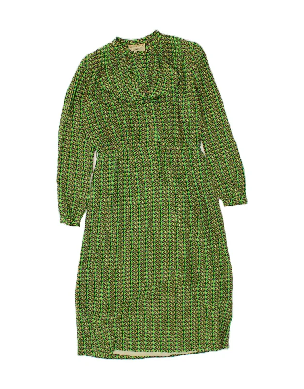 ANDRE LAUG Womens Long Sleeve Maxi Dress IT 46 Large Green Geometric Cozy Cold-Shoulder Maxi Dress