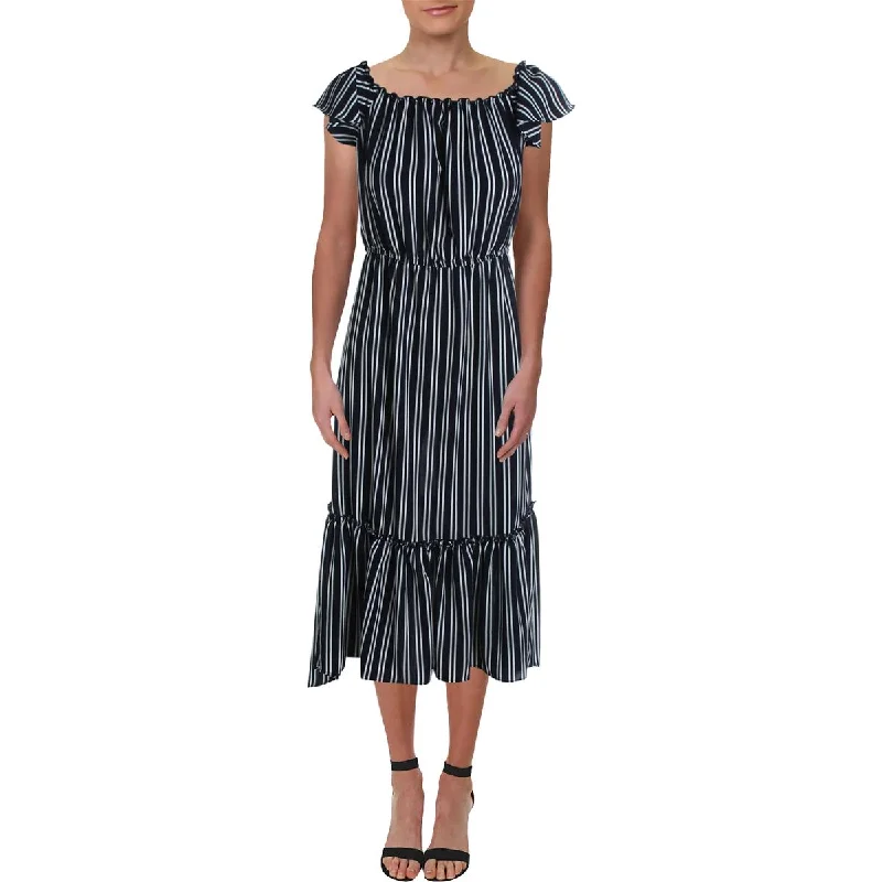 Aqua Womens Striped Hi-Low Maxi Dress Classic Solid Maxi Dress