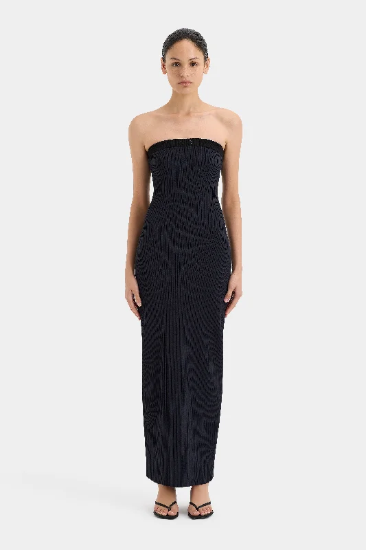 Arlo Strapless Midi Dress Trendy Ruffle Hem Midi Dress