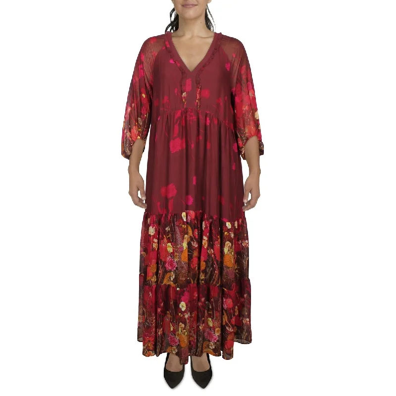 Arna York Womens Floral Print  Maxi Dress Comfortable Bohemian Maxi Dress