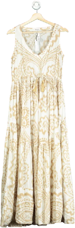 At Last Beige Patterned Maxi Dress UK S Fashionable Halter Neck Maxi Dress