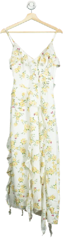 AX Paris White Floral Maxi Dress UK 8 Trendy Floral Print Maxi Dress