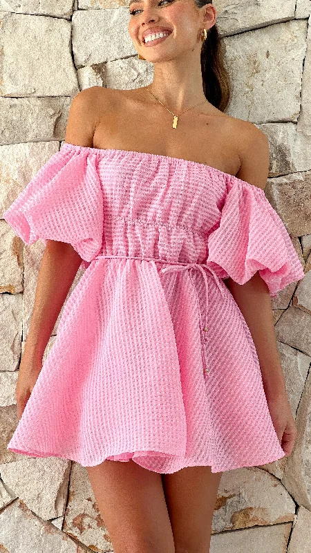 Baki Mini Dress - Pink Elegant Lace-Up Mini Dress
