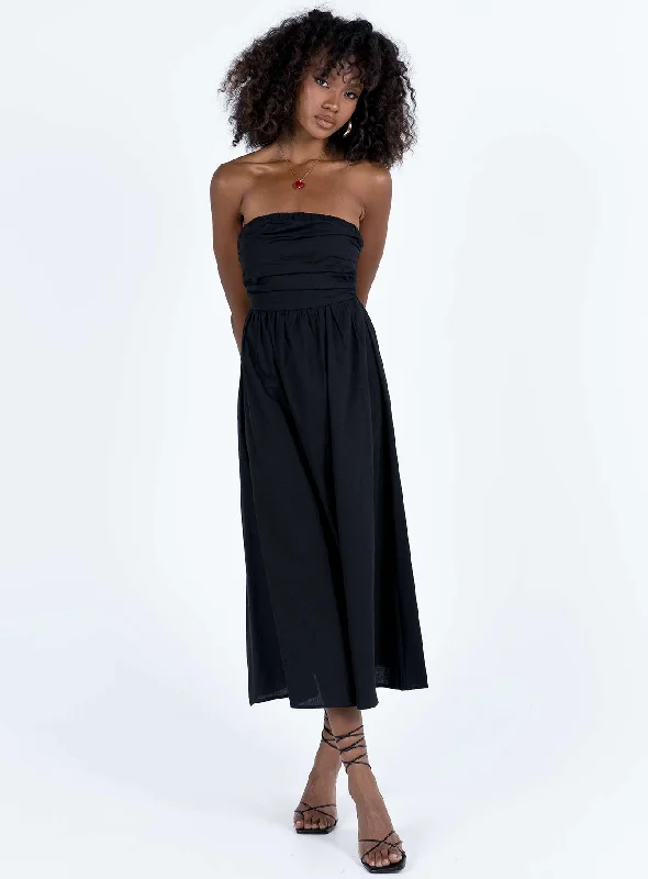 Barina Maxi Dress Black Trendy A-Line Maxi Dress