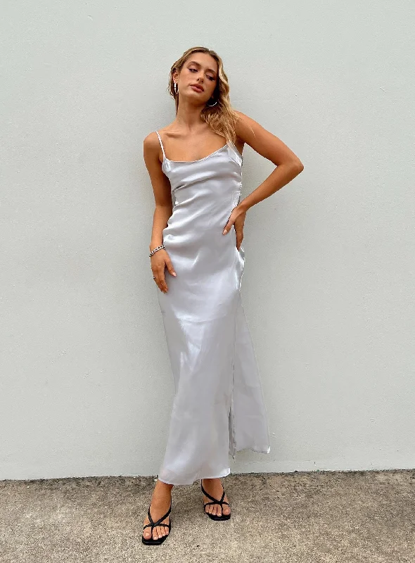 Beryl Maxi Dress Silver Fashionable High-Waist Maxi Dress