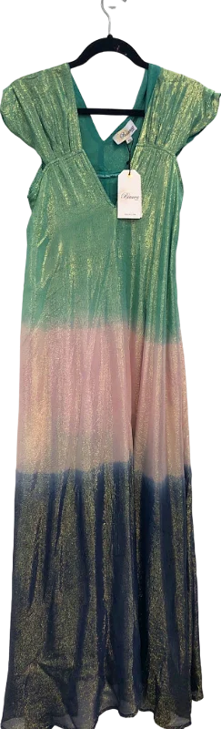 LAW & CO Green Multi-Colour Maxi Dress UK 12/14 Fashionable Sheer Maxi Dress