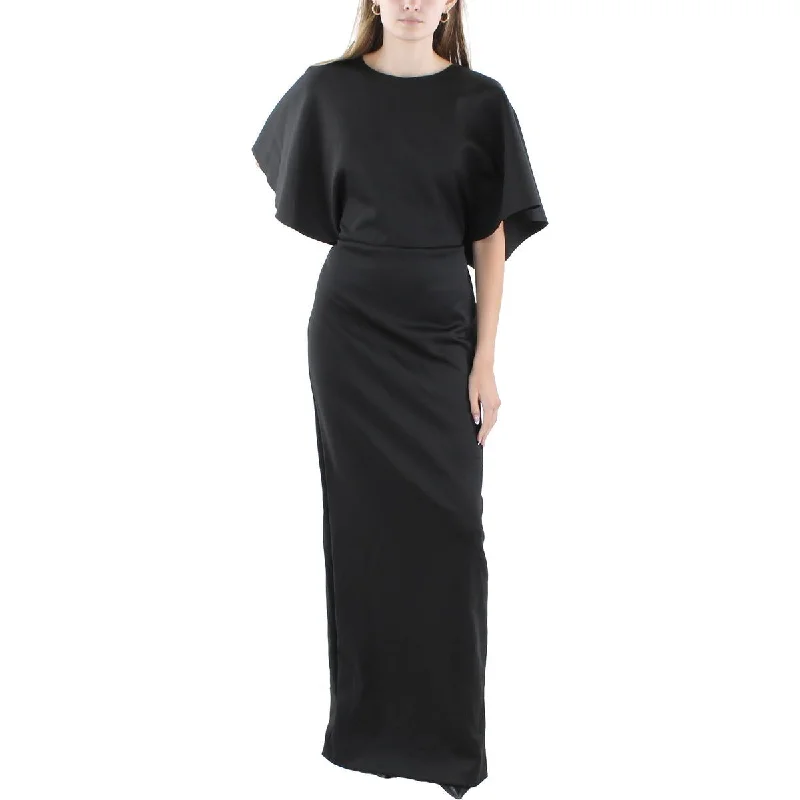 Black Halo Womens Full Length Butterfly Sleeve Maxi Dress Comfortable Plunging Neckline Maxi Dress