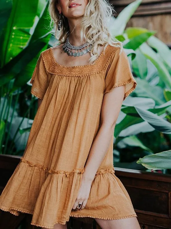 Bohemian Chic Loose Skirt Mini Dress Elegant Silk Mini Dress