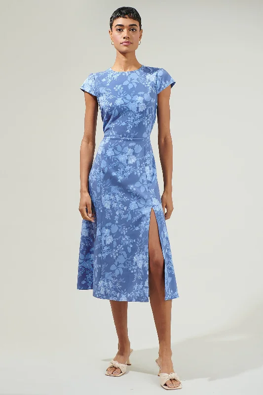 Borage Floral Everbloom Cutout Midi Dress Trendy Off-Shoulder Ruffle Midi Dress