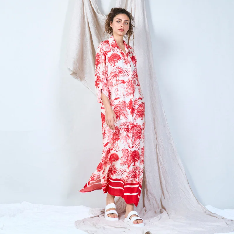 Buttoned front maxi dress with print toile de jouy wholesale Stylish Button-Up Maxi Dress
