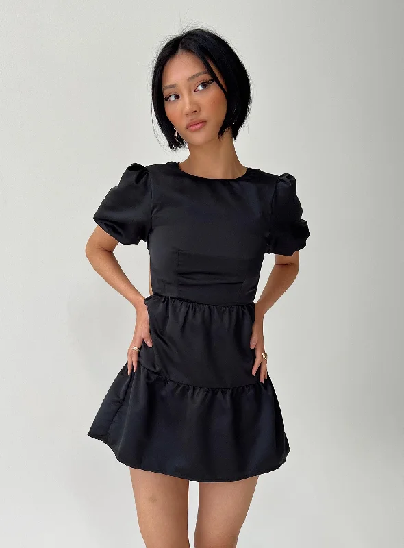 Capone Mini Dress Black Comfortable Polka Dot Mini Dress