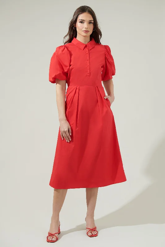 Cassidy Pleated Midi Dress Fashionable Wide Leg Midi Dress