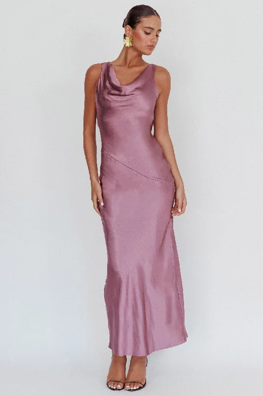 Cassiopeia Open Back Maxi Dress Grape Classic V-Neck Maxi Dress