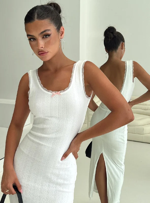 Catania Maxi Dress White Comfortable T-Shirt Maxi Dress