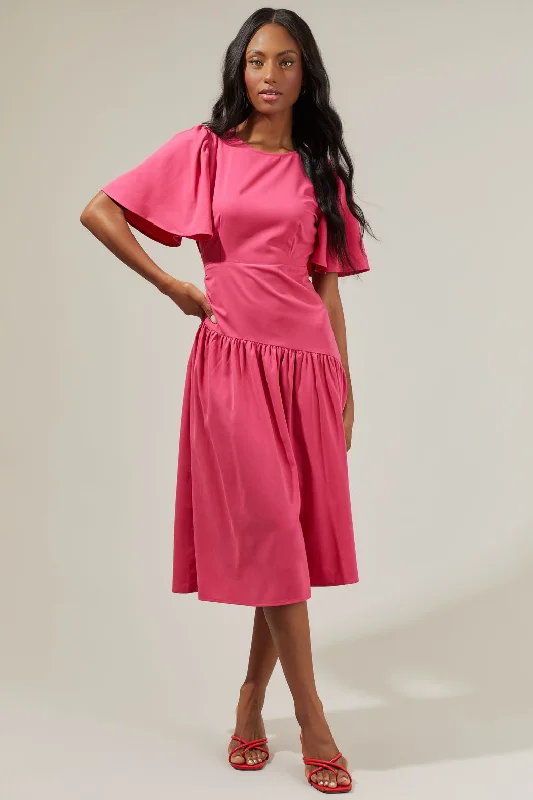 Cinder Bruna Drop Waist Midi Dress Stylish Halter Neck Midi Dress