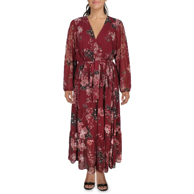 City Chic Womens Floral Print Chiffon Maxi Dress Comfortable Satin Maxi Dress