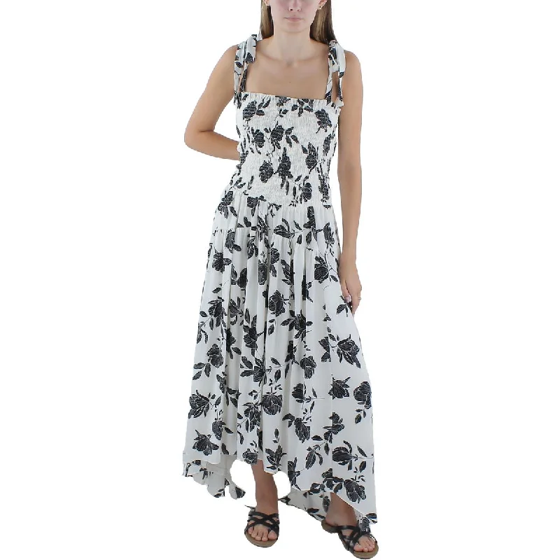 City Chic Womens Floral Print Tie Shoulder Maxi Dress Fashionable Sheer Maxi Dress