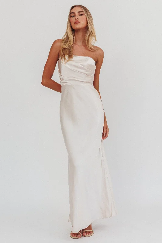 City Of Stars Strapless Maxi Dress Champagne Stylish Boho Chic Maxi Dress