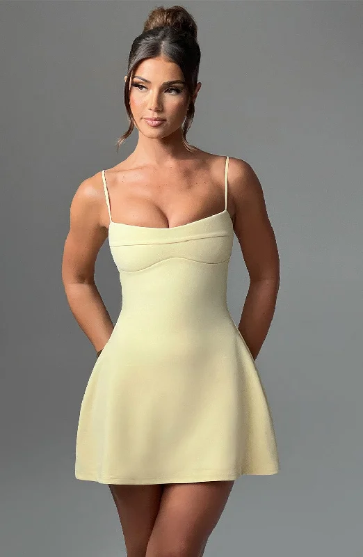 Dakota Mini Dress - Lemon Elegant Tulle Mini Dress