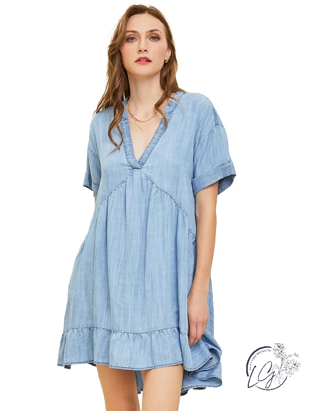 Denim Impressions Mini Dress Fashionable Off-Shoulder Mini Dress