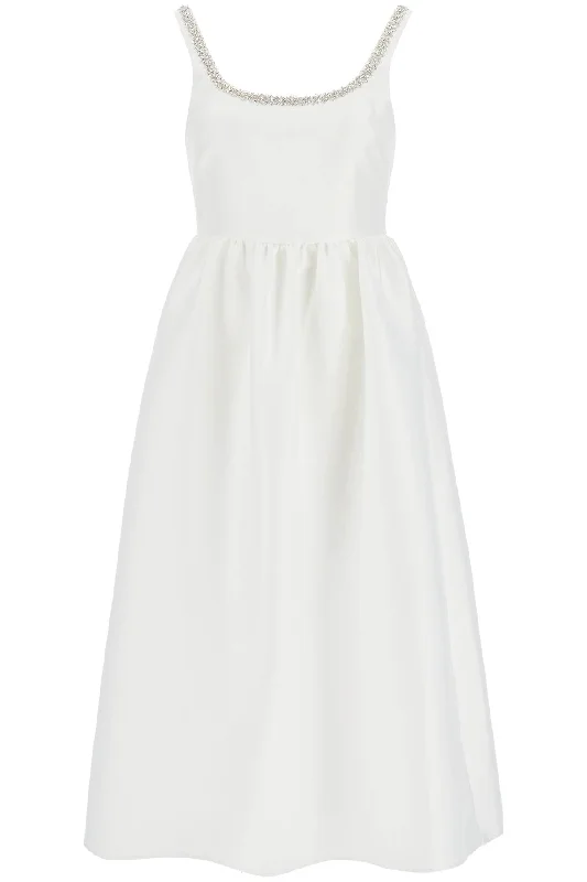 "diamond taffeta midi dress PF24 096M W WHITE Elegant Puff Sleeve Midi Dress