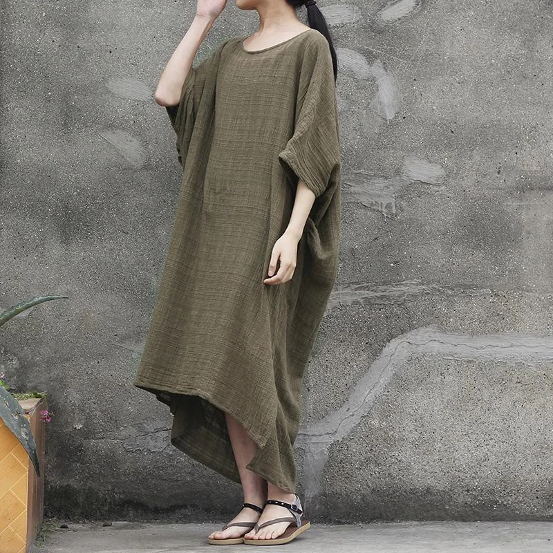 DIY cotton clothes For Women plus size Women Solid Summer Jacquard Loose Maxi Dress Comfortable Ruffle Maxi Dress