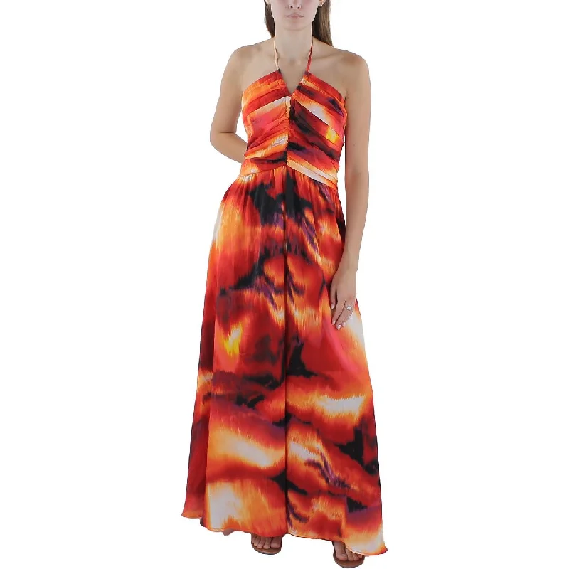 DKNY Womens Printed Long Maxi Dress Stylish Button-Up Maxi Dress