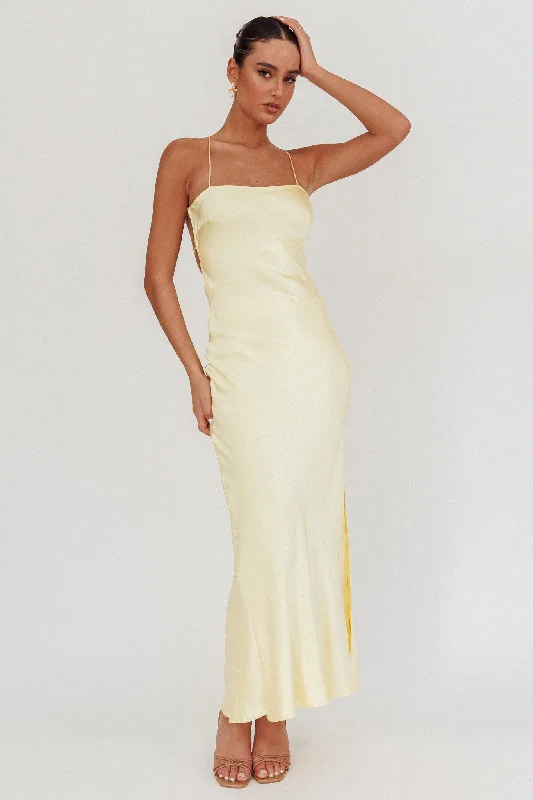 Dolce Life Backless Satin Maxi Dress Butter Elegant Wraparound Maxi Dress