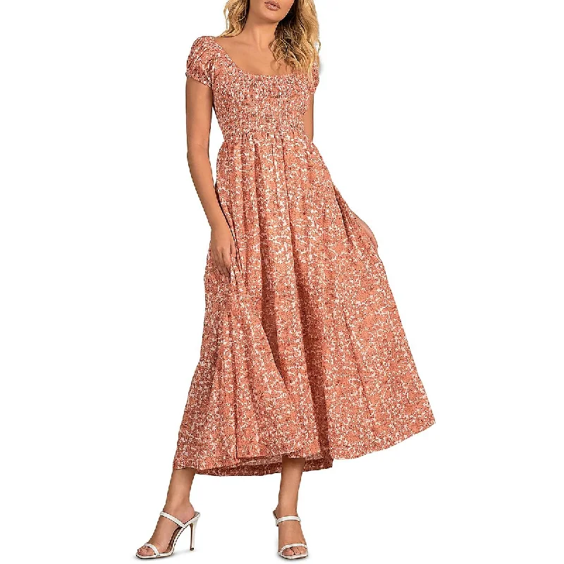 Elan Womens Floral Long Maxi Dress Stylish Off-Shoulder Maxi Dress