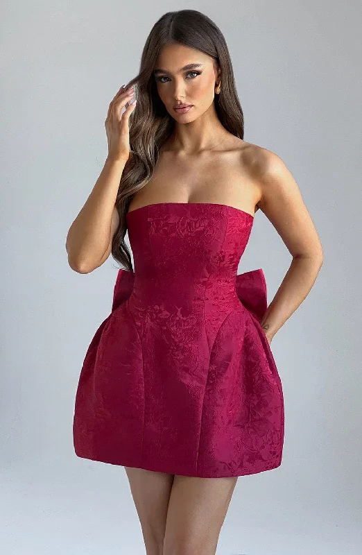 Elenora Mini Dress - Red Elegant Lace-Up Mini Dress
