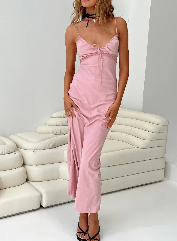 Emily Maxi Dress Gin Fizz Pink Chic Button-Up Maxi Dress