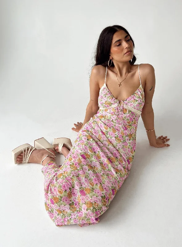 Emily Maxi Dress Pink Floral Petite Elegant Floral Maxi Dress