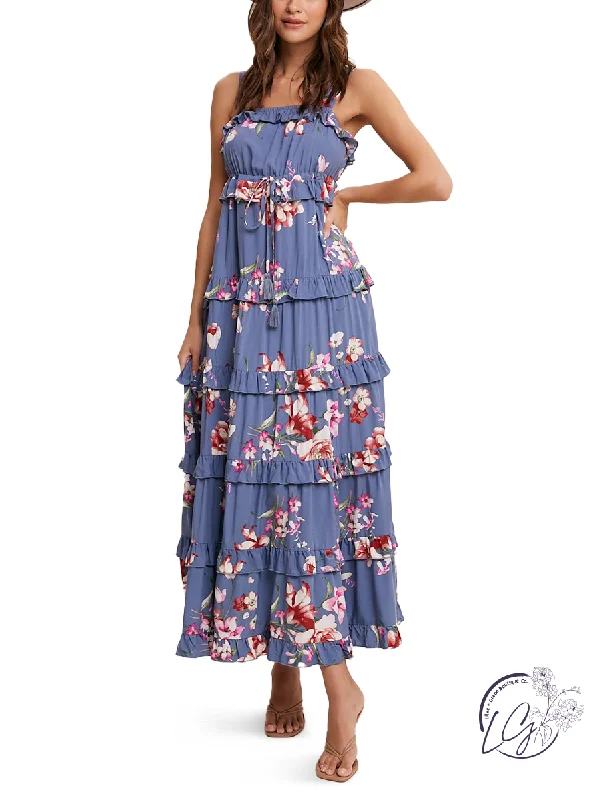 Petal Path Vacation Maxi Dress Elegant Pleated Maxi Dress