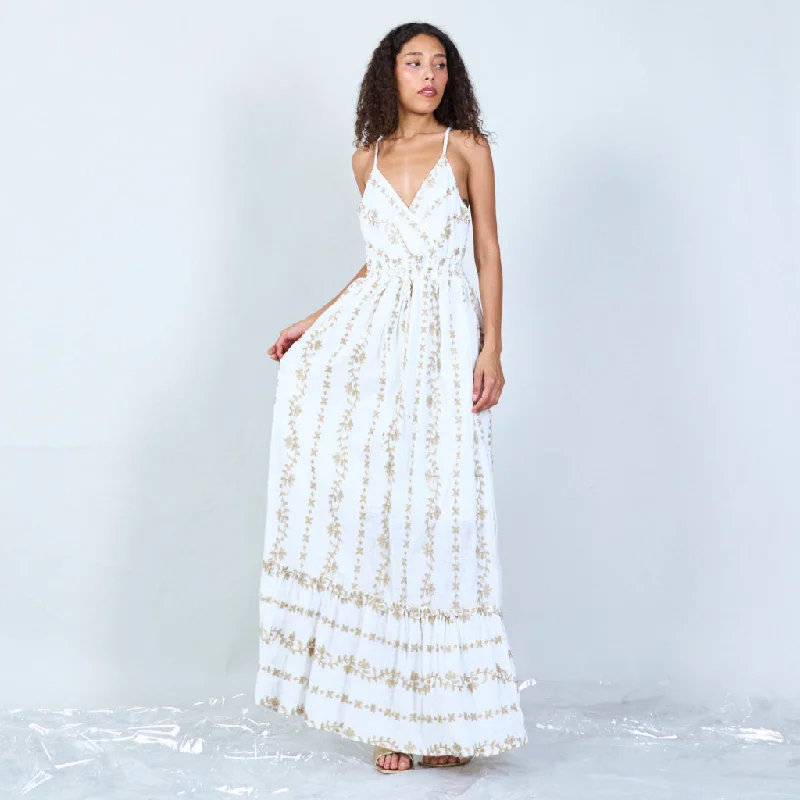 Floral print sleeveless wrap maxi dress wholesale Cozy Ruffle Sleeve Maxi Dress